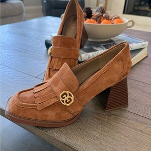 Sam Edelman Brown Suede Loafers with Gold Accent